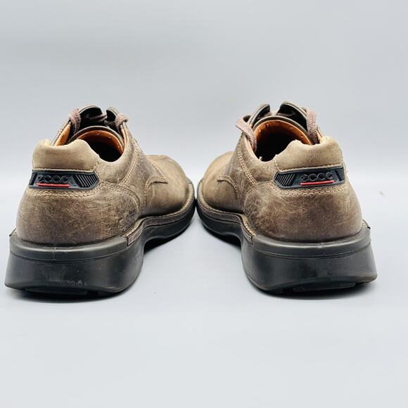 Ecco Shoes Mens 10.5 Brown Leather Light Shock Point Casual Lace Up Walking main image 6